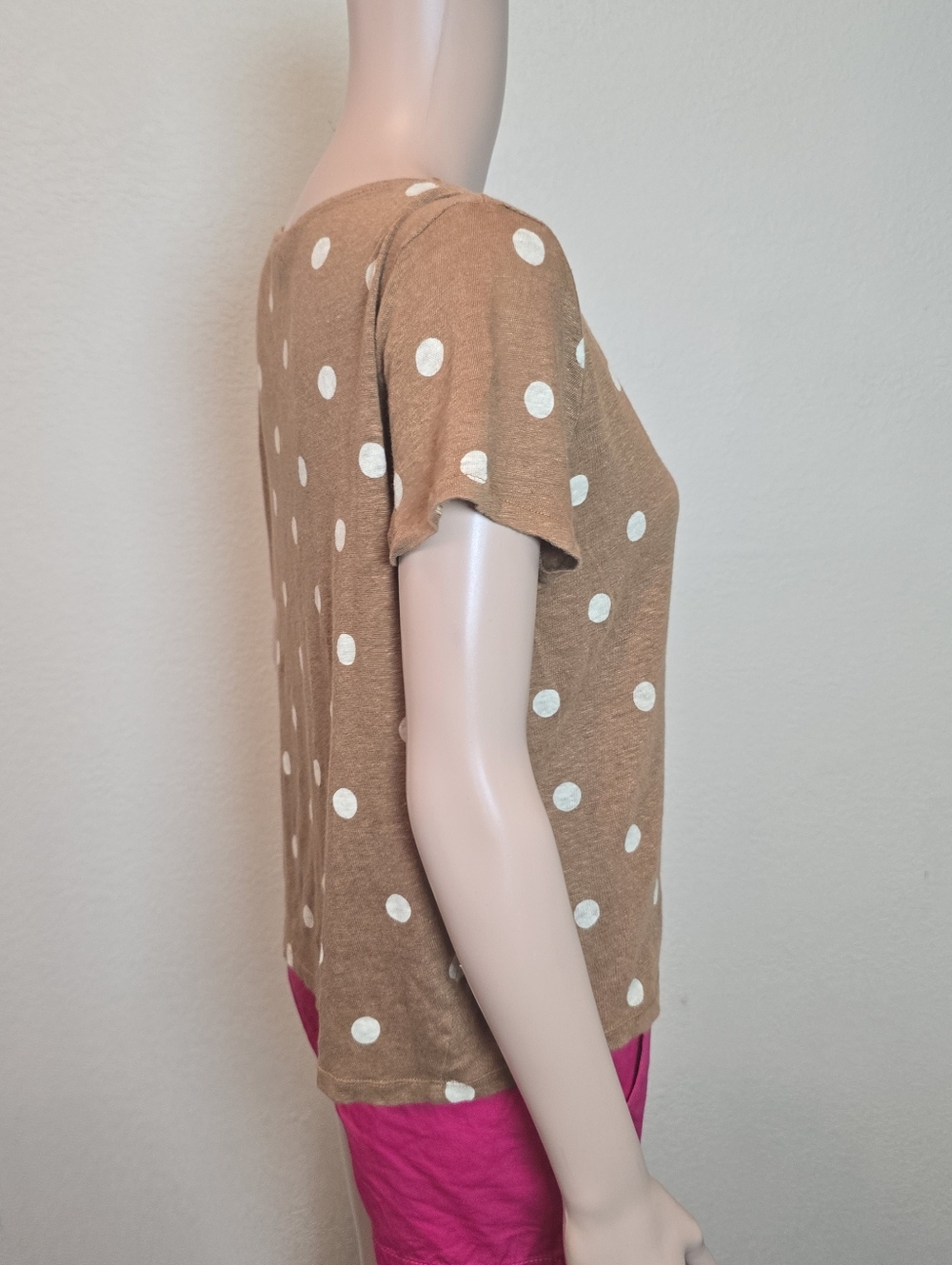 Sézane Polka Dot T-Shirt Tee Brown White Size Small 💯 Linen - Picture 6 of 11